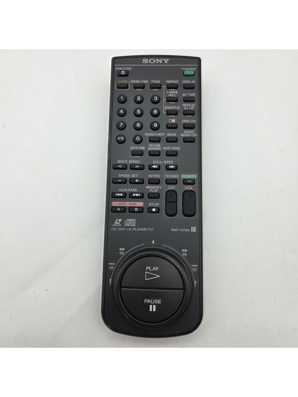 Genuine Sony RMT-M19A Remote for MDP-A1 MDP-515D MDP-600 LaserDisc Player Tested